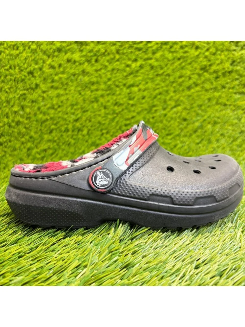 Crocs Classic Lined Camo Clog Boys Size 13C Black Casual Walking Slip On Sandals